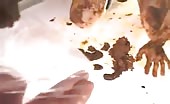 Brown haired Japanese slut fucked with poop