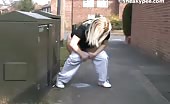 Blonde British milf peeing outdoor