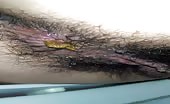 Hairy wife shitting in toilet
