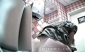 Russian teen shitting in public bathroom