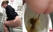 Japanese girl shitting in public bathroom