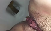 Close up of sexy babe shitting