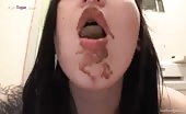 Pierced teen eats her own shit