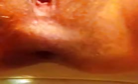 Wife pooping a brown tiny shit in close up