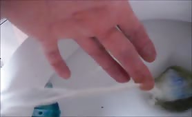 Male pooping while stroking his cock