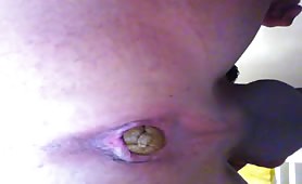 Creamy brown shit in close up from a gay guy