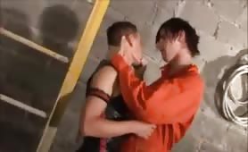 Gay guys kissing with fresh shit
