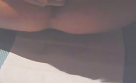 Shitting a tiny turd in close up while holding his cock