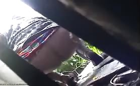 Chubby Indian caught peeing outdoor