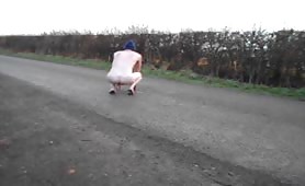 Pooping naked on the road