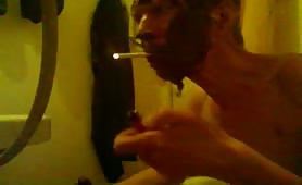 Smoking a ciggarete with scat