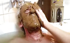 Huge amount of shit on his face