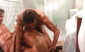 Russian Bisexual Threesome Bathing in Shit 1