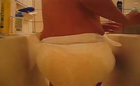 Gay shitting in pink diapers