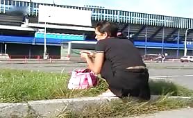Pooping in her panties in public