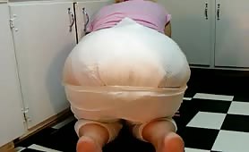 Milf pooping on a diaper