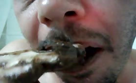Eating his own pile of shit scat eating part 2