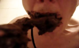 Smearing shit all over my face in my home made scat video