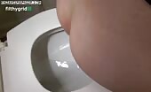 She's shitting big ones in toilet