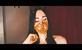 Rubbing brown shit on sexy face