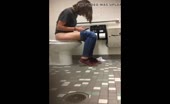 Petite girl shits over toilet