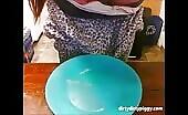 Girl on her period shitting on a blue plate - EroProfile_ Original