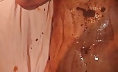  Mature lady rubbing shit in the shower 