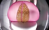 Bubble big booty lady shitting in her pink pantyhose 