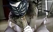Masked scat wife giving lovely blowjob 