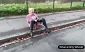 Compilation of sexy blonde babe poops in the public 