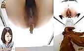 Pretty Japanese hairy girl shitting hard 