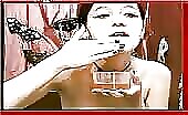 Brunette gal smearing and eating shit 