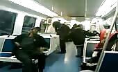 Drunk whore pisses in the metro
