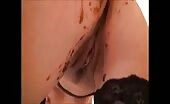 Babe shitting in the bathroom and put her nylon feet on it