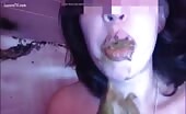 Girl eating loads of shit