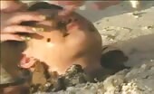 Lesbian scat orgy on the beach